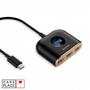 Концентратор Baseus Square round 4 in 1 USB HUB Adapter чёрный