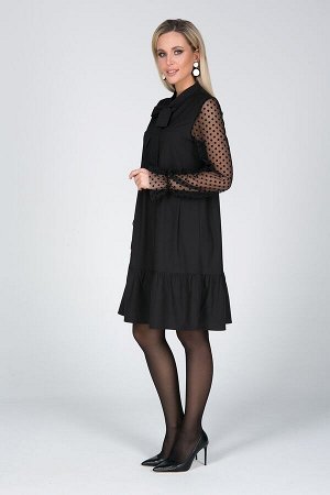 Платье Мариэтта №1.Цвет:черный/горох