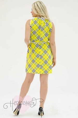 Платье П 700/3 (желтая+косая клетка)