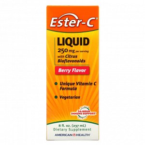 American Health, Ester-C в жидкой форме с биофлавоноидами цитрусовых, ягодный вкус, 250 мг, 237 мл (8 жидк. унций)