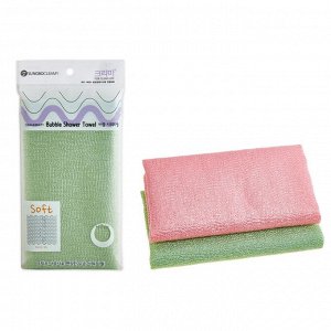Мочалка для тела с плетением «Сетка» и текстурными нитями "Bubble Shower Towel" (средней жёсткости) размер 28 см х 100 см