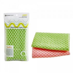 Мочалка для тела с плетением «Cетка» и объёмными нитями "Royal Shower Towel" (мягкая) размер 28 см х 90 см