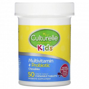 Culturelle, мультивитамины и пробиотики для детей от 3 лет, натуральный фруктовый пунш, 50 жевательных таблеток