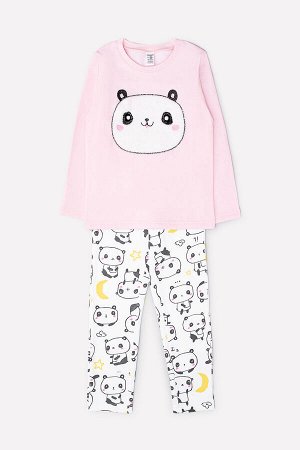 Пижама(Осень-Зима)+girls (пыльно-розовый, панды на белом)