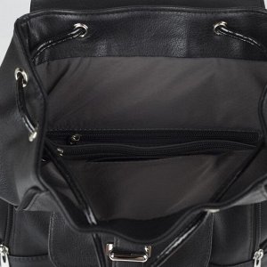 Рюкзак, отдел на клапане, 2 наружных кармана, цвет чёрный