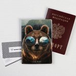 Обложка пластик полноцвет &quot;Медведь в очках&quot; (1 шт)