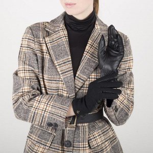 Перчатки женские, размер 6,5, комбинированные, подклад шерсть, манжет затяжка, цвет чёрный