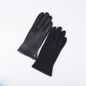 Перчатки женские, размер 7, комбинированные, подклад шерсть, цвет чёрный