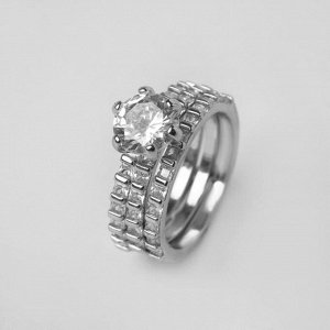 Кольцо "Богатство" крупный кристалл, цвет белый в серебре, размер 17