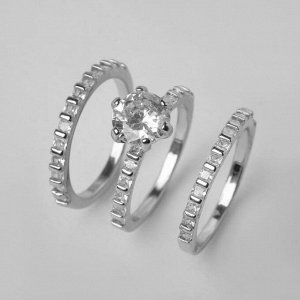 Кольцо "Богатство" крупный кристалл, цвет белый в серебре, размер 17