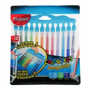 Maped. Фломастеры "Color'Peps Long life" с заблокирован.пишущим узлом, смываемые, арт.845045