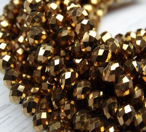 БЛ003НН46 Хрустальные бусины Коричневое золото металлик 4х6 мм, 45-50 шт.