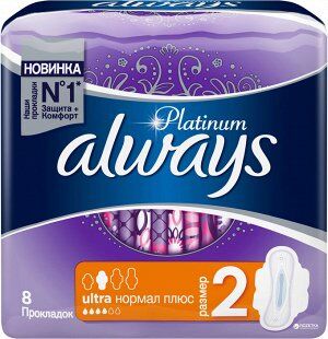 ALWAYS Ultra Ультратонкие Женские гигиенические прокладки Platinum Normal Plus Single 8шт