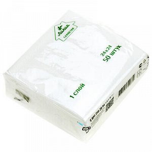 Салфетки бумажные 24х24см "Лилия", 50 штук в упаковке, белый