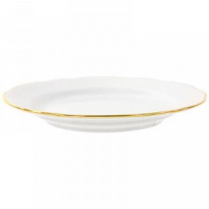 Тарелка мелкая фарфоровая "Золотой борт" д175мм, h25мм, бель