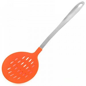 Шумовка пластмассовая для тефлоновой посуды "Оранж" нержавеющая ручка 38см (Китай)