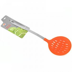 Шумовка пластмассовая для тефлоновой посуды "Оранж" нержавеющая ручка 38см (Китай)