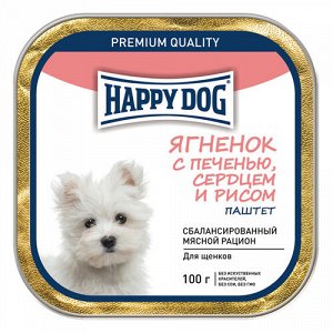Happy Dog лам 100гр д/соб Паштет Ягнёнок/Печень/Сердце/Рис