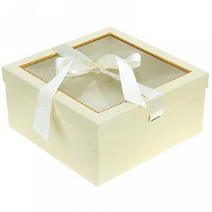 Коробка подарочная, с окном, с лентой, набор 2 штуки: 23х23х