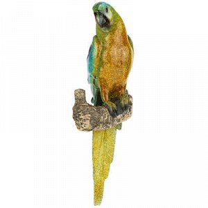 Скульптура-фигура из полистоуна "Попугай на ветке" 24,5см, н
