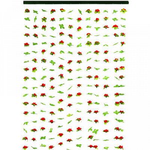 Штора межкомнатная 90х180см "Листья с розами" зеленый, 12 ни