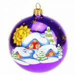 Елочная игрушка шар стеклянная &quot;Масленица&quot; д8,5см, ручная художественная роспись, подарочная упаковка (Россия)