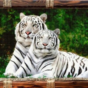 Панно-свиток А3 42х29,7см "Белые тигры", лен 100%, горизонта