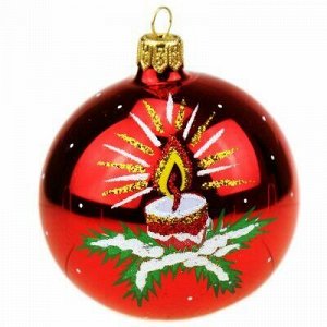 Елочная игрушка шар стеклянная "Рождество", ручная художественная роспись, подарочная упаковка, набор 4шт (Россия)