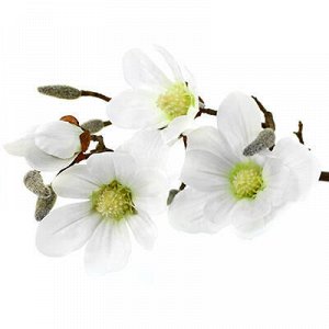 Цветок "Магнолия" 90см, белый, 3 цветка: 14см, 10см, 10см, 2