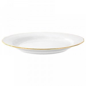 Тарелка мелкая фарфоровая "Золотой борт" д240мм, h35мм, бель