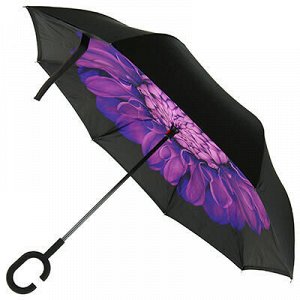 Зонт-трость механический, обратного сложения "Цветок фиолето