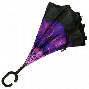 Зонт-трость механический, обратного сложения "Цветок фиолето