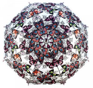 Зонт-трость полуавтомат "Бабочки 3D" PEVA, 8 лучей, д/купола