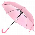 Зонт-трость полуавтомат &quot;Мадам&quot; PEVA, 8 лучей, д/купола 90см, 76см в сложенном виде, пластмассовая ручка, матовый, розовый, 290гр (Китай)