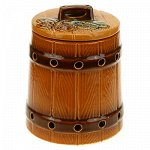 Банка для чеснока керамическая &quot;Бочонок&quot; 2,7л, д14см, h18см.