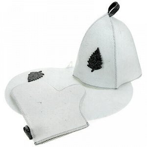 Комплект банный из войлока 3 предмета: шапка, рукавица, ковр