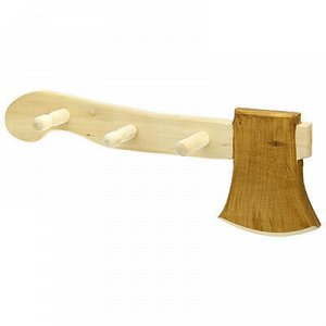 Вешалка-планка деревянная "Топорик" 44х16х8см, 3 крючка, лип