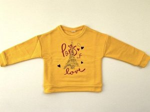 Толстовка для девочки "Paris of love" желтого цвета (футер три нитки петельчатый)