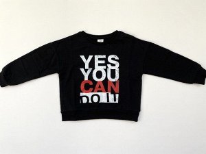 Толстовка "Yes you can do it" черного цвета (футер двух нитка без начеса)
