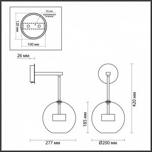 4640/12WL L-VISION ODL21 271 золотой/прозрачный Бра с выкл LED 12W 4000K BUBBLES BUBBLES