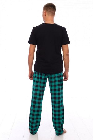 Костюм мужской 1266 ХОХО (черная футболка и зеленые брюки)