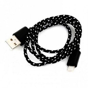 Дата-кабель USB - 8-pin для Apple, нейлон, длина 1 м, черный (iK-512n black)/500