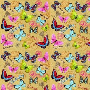 Бумага крафт Тропические бабочки