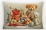 Подушка декоративная Мишки кофе, гобелен