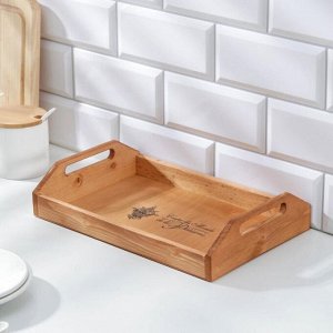 Поднос деревянный с декором, с покрытием, 30x20x6,5 см, сосна