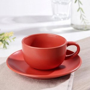 Чайная пара «Английский завтрак», чашка 220 мл, блюдце 15,5 см, цвет кирпично-красный