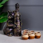 Набор для коньяка &quot;Медведь: нас не догонят&quot;, 7 предметов, 1,35/0.05 л, микс