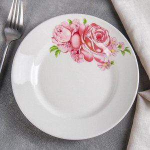 Тарелка мелкая «Розовые розы», d=17,5 см