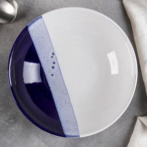 Тарелка суповая «Полоски», d=19,5 см, цвет синий
