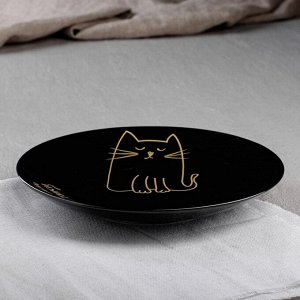 Тарелка "Кот" бронза, 19,5 см, черная глазурь